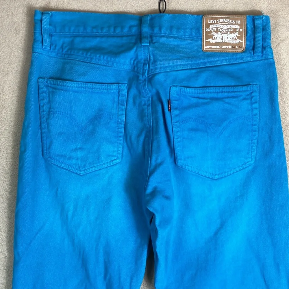 Levi’s Andy Warhol 80’s VTG‎ Denim Button Front Turquoise 501 Jeans Men 34 X 34